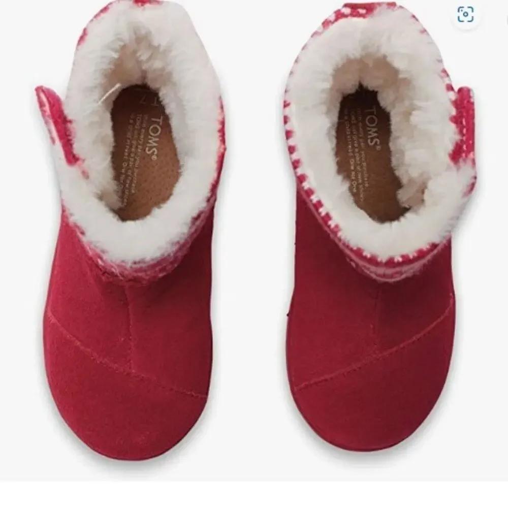 TOMS Nepal Boots Fuchsia Suede Fair Isle Tiny Size 5 - Picture 2 of 3